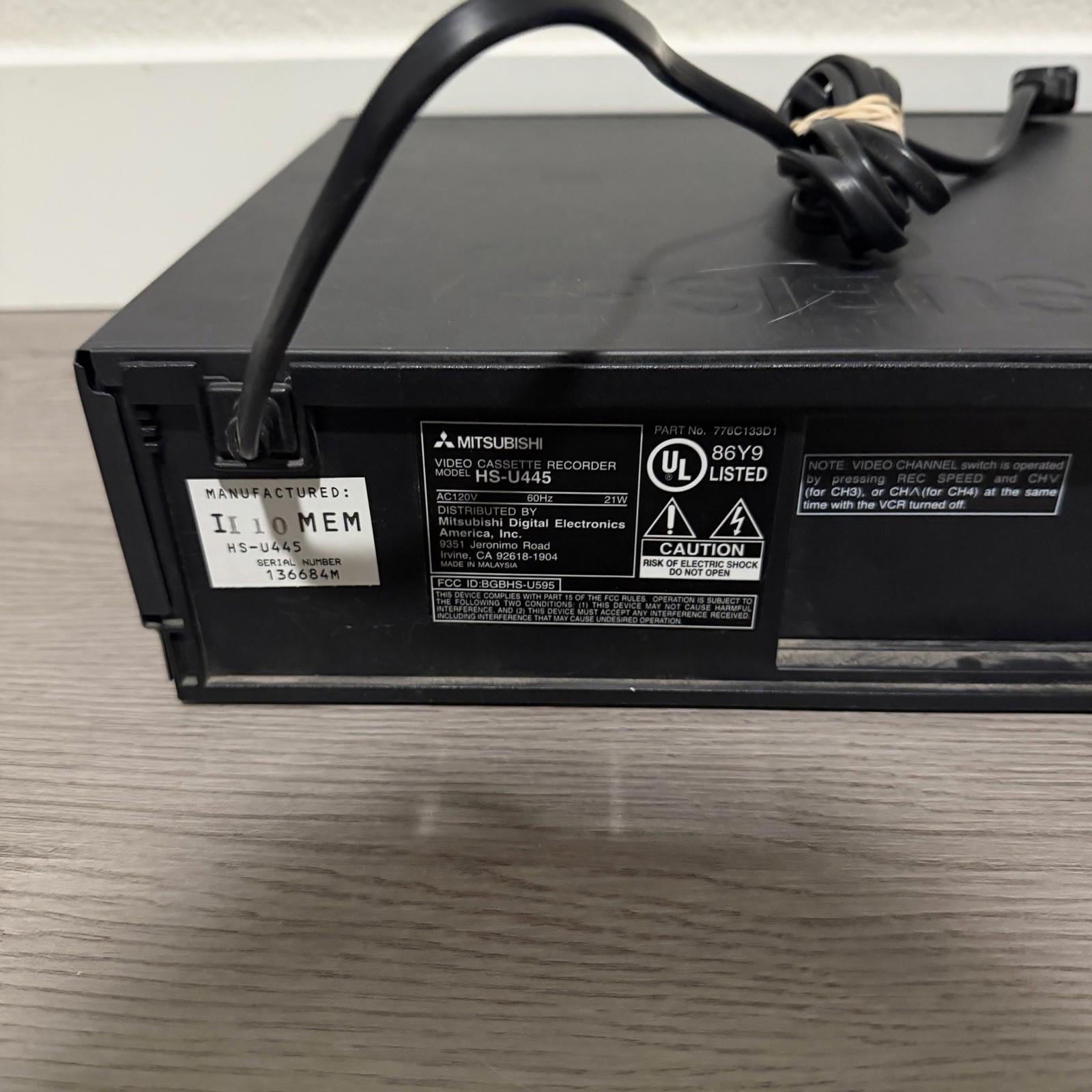 Mitsubishi HS-U445 VCR Video Cassette Recorder VHS Player ONLY * TESTED*