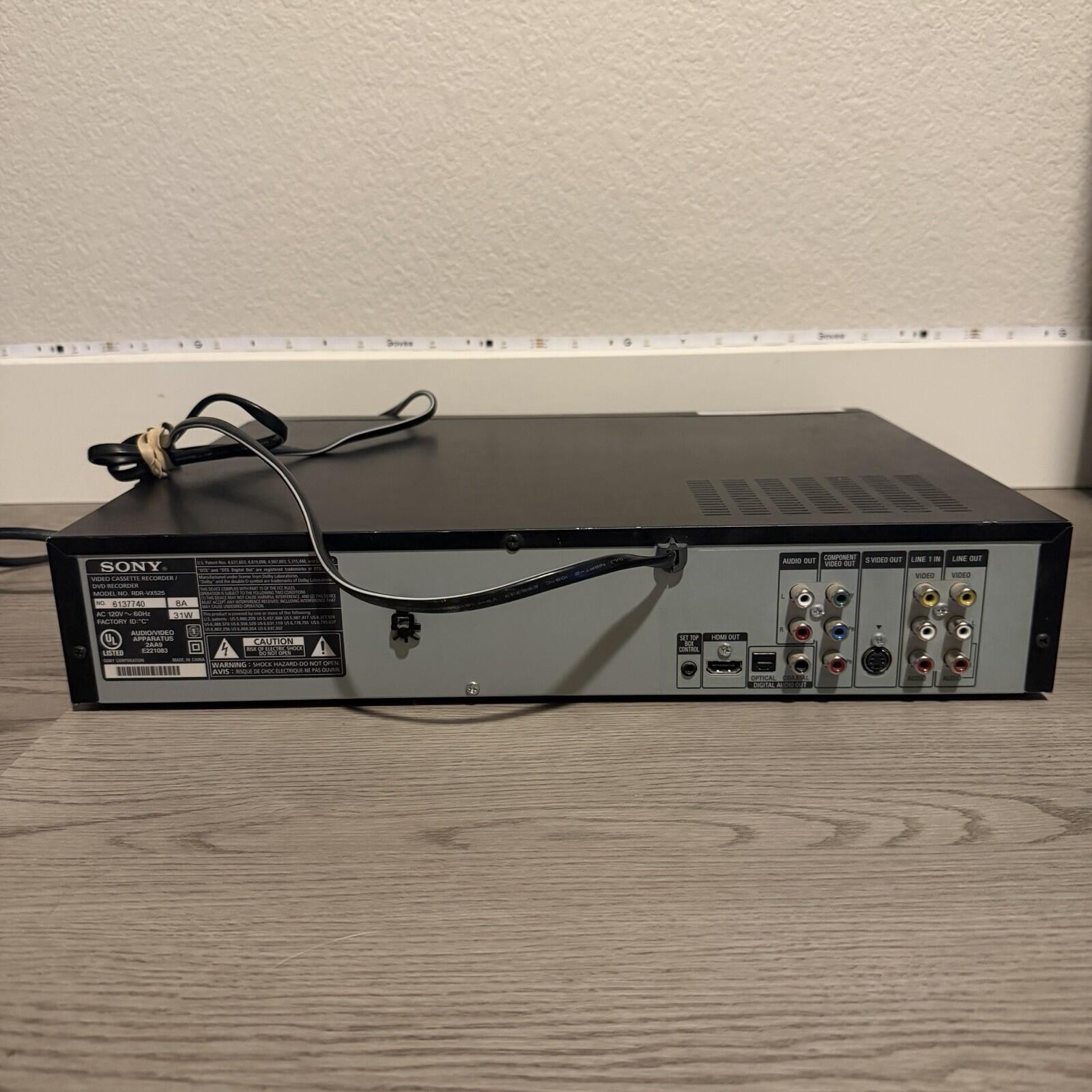 SONY RDR-VX525 DVD/VCR Recorder Player Combo HDMI No Remote Tested Working Read