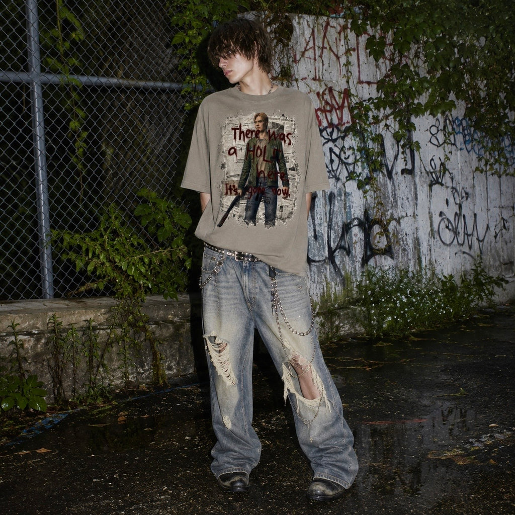 Silent Hill 2 VINTAGE T-Shirt - James Sunderland "there was a hole here"