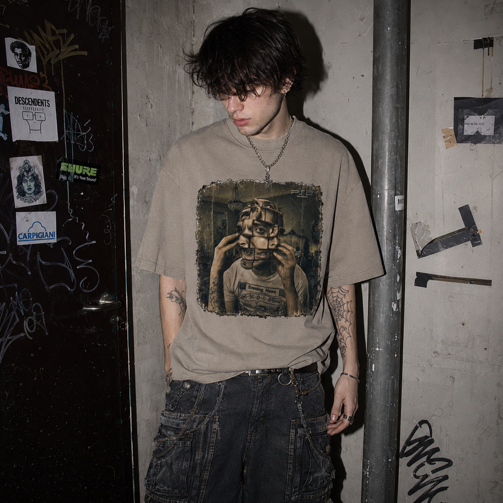 2000'S PS2 AD VINTAGE T SHIRT "FACE RIPPLE"