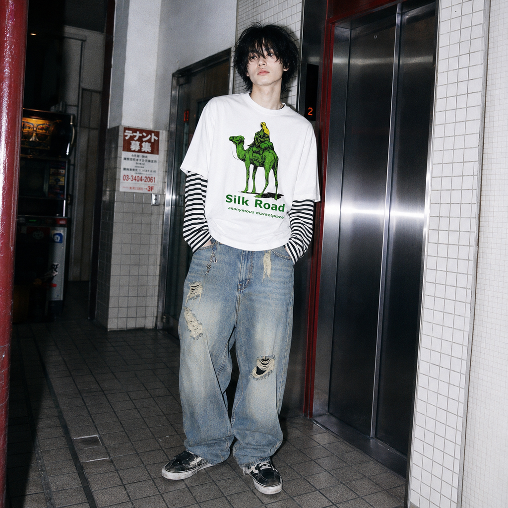 Vintage Silk Road Graphic T-shirt Retro Anonymous Marketplace