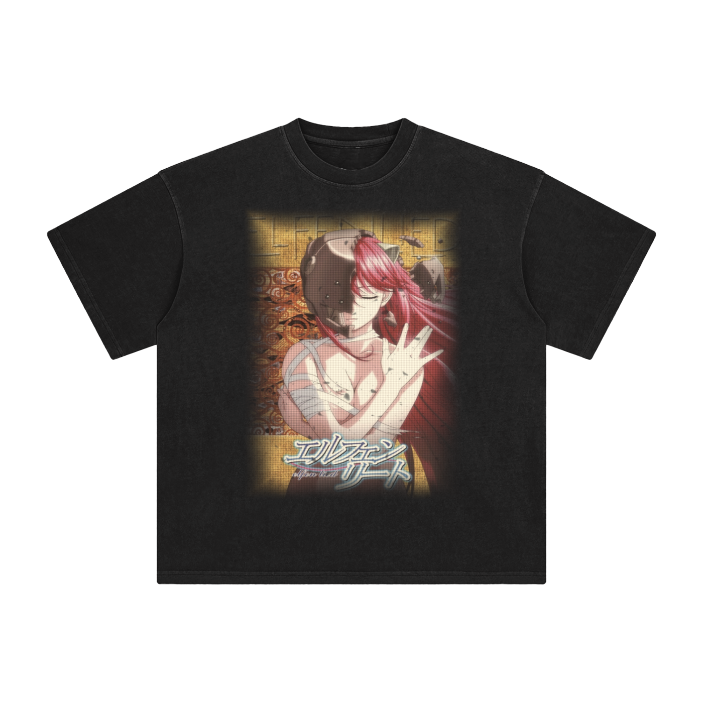 Vintage Black Elfen Lied T-Shirt Y2k 2000s anime