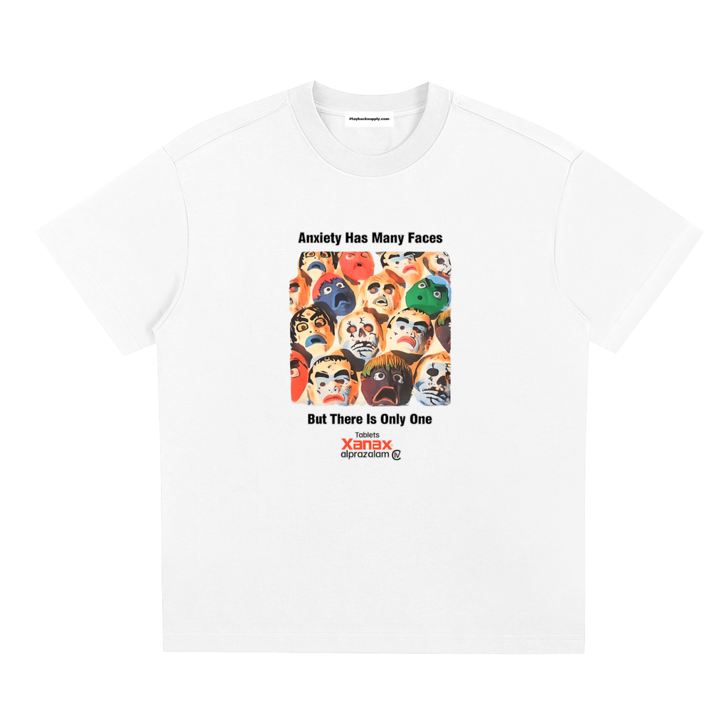 Vintage 1995 Xanax Alprazolam "Anxiety Has Many Faces" T-SHIRT RETRO