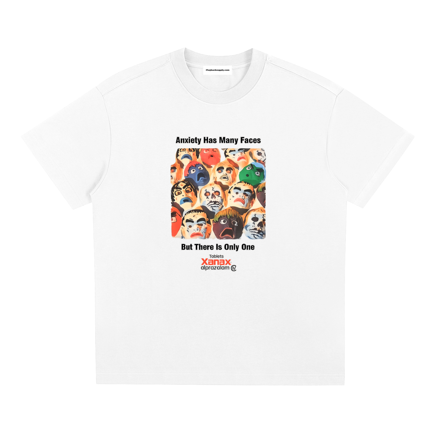Vintage 1995 Xanax Alprazolam "Anxiety Has Many Faces" T-SHIRT RETRO